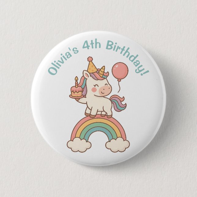 Unicorn Birthday 2 Inch Round Button (Front)
