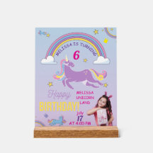 Unicorn Birthday Acrylic Sign –Custom Name & Photo