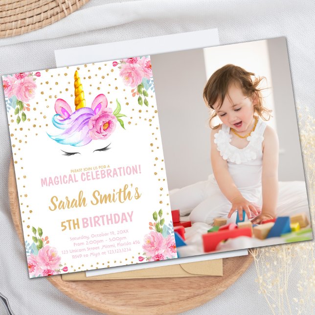 Unicorn birthday birthday invitations with photo (Unicorn birthday birthday invitations with photo)