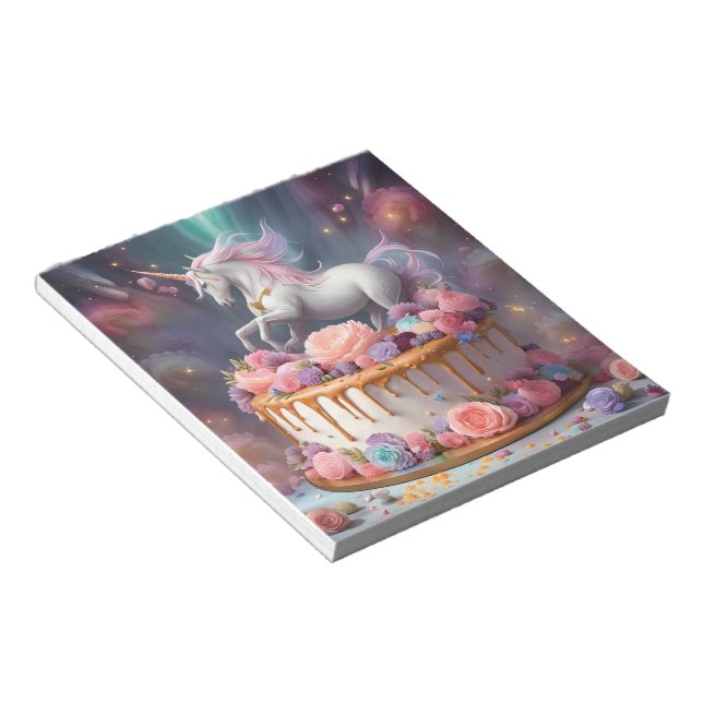 Unicorn birthday  Cake Notepad (Angled)