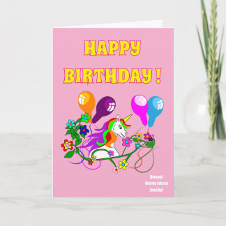 UNICORN birthday card for kids fun