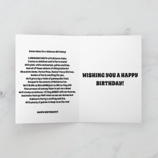 UNICORN birthday card for kids fun