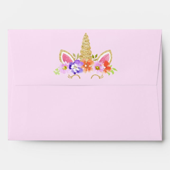 Unicorn Birthday Envelope Pink (Back (Top Flap))