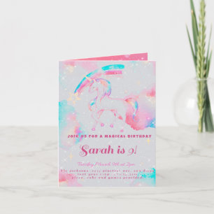 unicorn birthday Folded Invitation