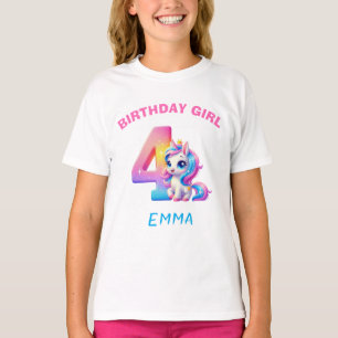 Unicorn Birthday Girl T-Shirt – Custom Name