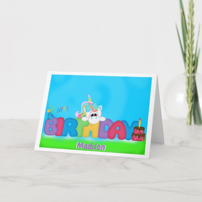 Unicorn Birthday Greeting Card (Front)
