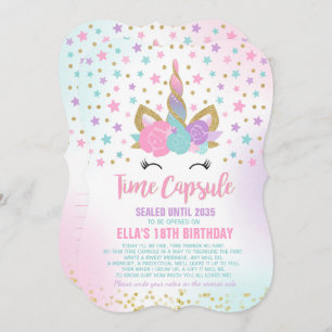 Unicorn Birthday Guestbook Time Capsule With Notes Invitation