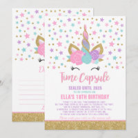 Unicorn Birthday Guestbook Time Capsule With Notes