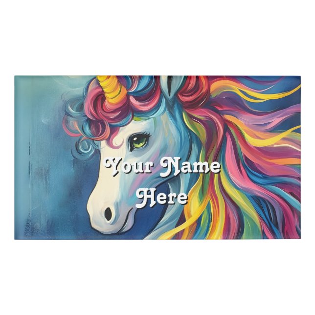 unicorn birthday host name tag (Front)