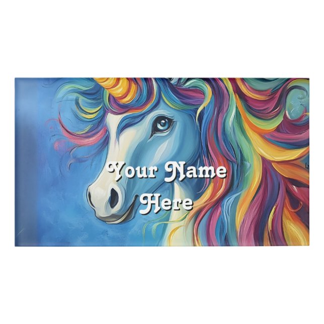 unicorn birthday host name tag (Front)