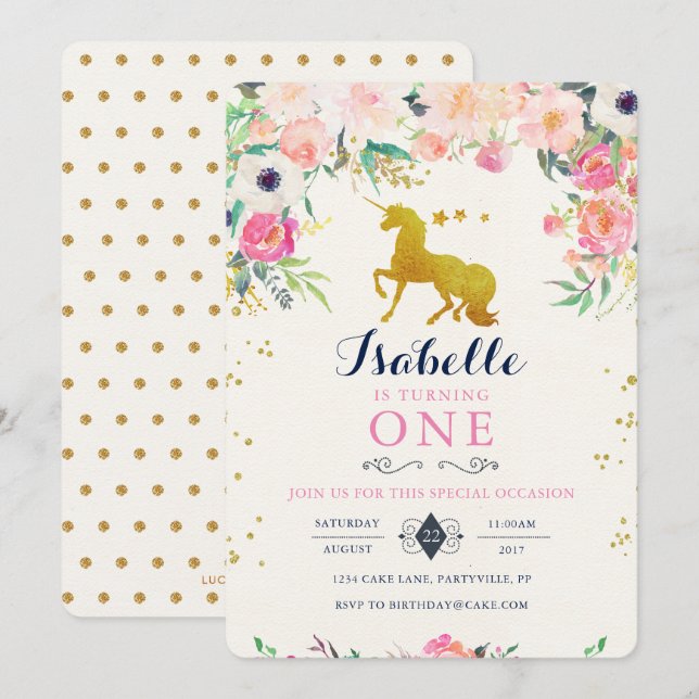 Unicorn Birthday Invitation (Front/Back)