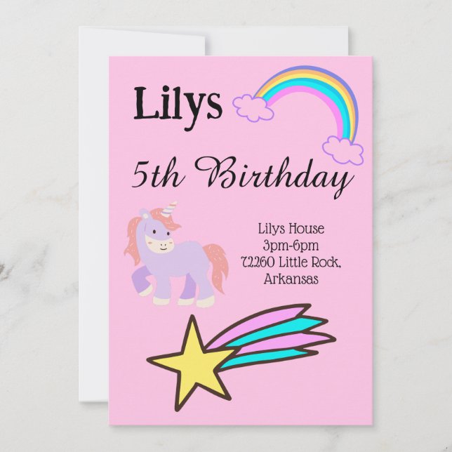 Unicorn Birthday Invitation (Front)