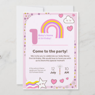 unicorn Birthday Invitation 