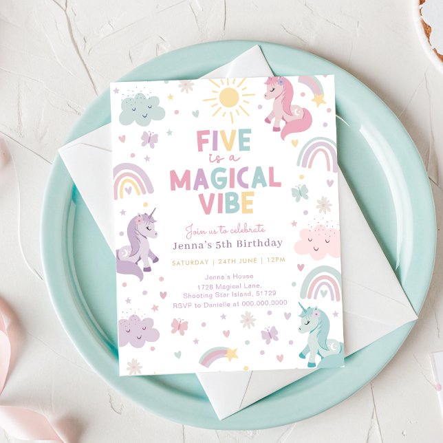 Unicorn Birthday Invitation (Unicorn 5th Birthday Invitation)