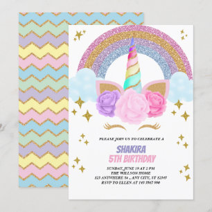 Unicorn Birthday  Invitation
