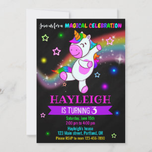 Unicorn birthday invitation 1st magic party invite