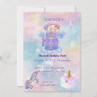 Unicorn birthday Invitation card