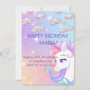 UNICORN BIRTHDAY INVITATION, DIGITAL DOWNLOAD SAVE THE DATE
