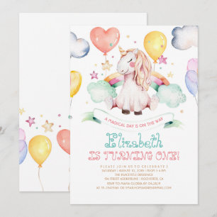 Unicorn Birthday Invitation Magical Rainbow