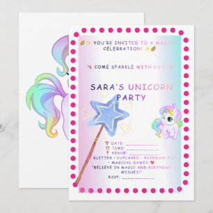 Unicorn Birthday Invitation – Magical Rainbow Part