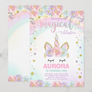 Unicorn Birthday Invitation Magical Unicorn Party