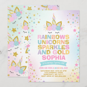 Unicorn Birthday Invitation Magique Unicorn Party