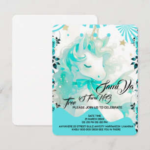 Unicorn Birthday Invitation , Party Invite Sparkl