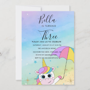 Unicorn Birthday Invitation Pastel Rainbow Party