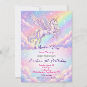 Unicorn Birthday Invitation Rainbow Unicorn Party