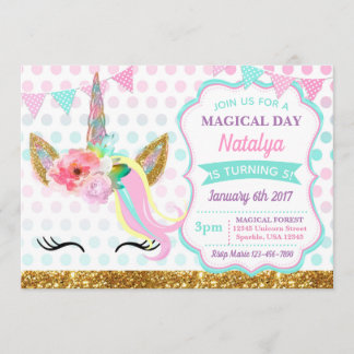 Unicorn Birthday Invitation Sparkle