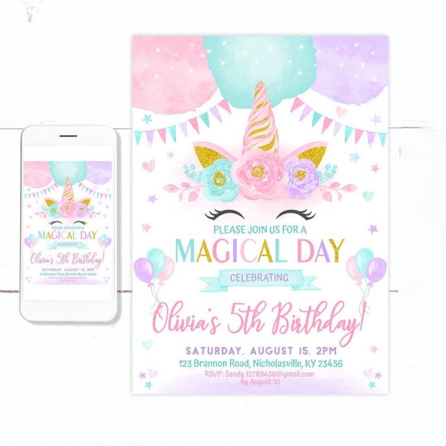 Unicorn Birthday Invitation, Unicorn Invitation (Creator Uploaded)