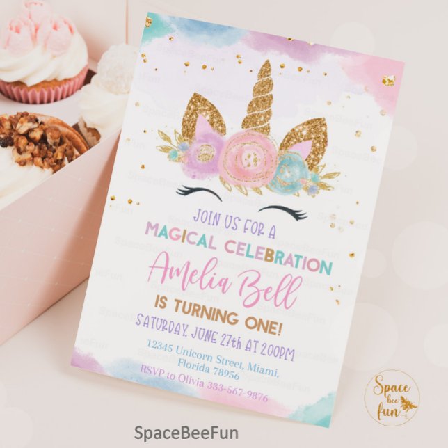 Unicorn Birthday Invitation Unicorn Party Magical  (Unicorn Birthday Invitation Unicorn Party Magical Party Invite Rainbow Unicorn First Birthday)