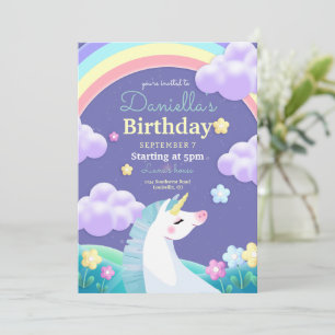 Unicorn Birthday Invitation, Unicorn Rainbow Party Invitation