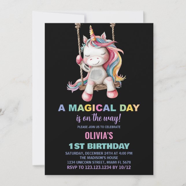 Unicorn Birthday Invitations (Front)