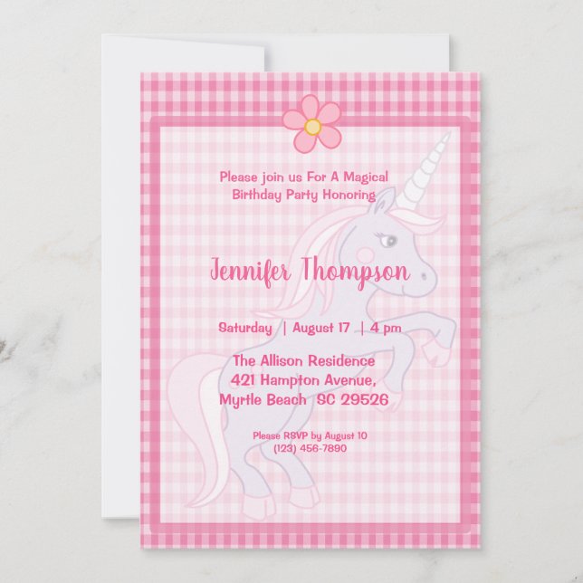 Unicorn Birthday Invitations (Front)
