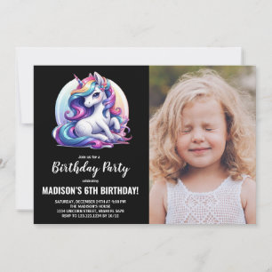 Unicorn Birthday Invitations with photo