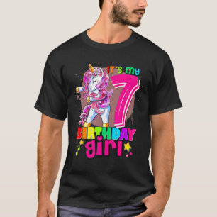 Unicorn Birthday It S My 7th Birthday Outfit Girl T-Shirt