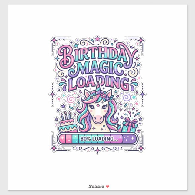 Unicorn Birthday Magic Loading Colourful Marketpla (Sheet)
