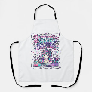 Unicorn Birthday Magic Loading Colourful Marketpla Apron