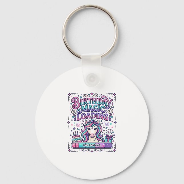 Unicorn Birthday Magic Loading Colourful Marketpla Keychain (Front)