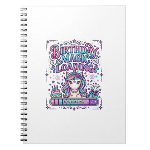 Unicorn Birthday Magic Loading Colourful Marketpla Notebook