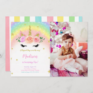 Unicorn Birthday Magical Party Photo Invitation