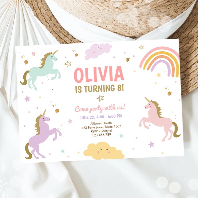 Unicorn Birthday Magical Rainbow Unicorn Party Invitation (Creator Uploaded)
