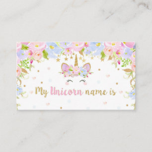 Unicorn Birthday My Unicorn Name Party Game Enclosure Card