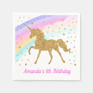 Unicorn Birthday Paper Napkin Pink & Gold