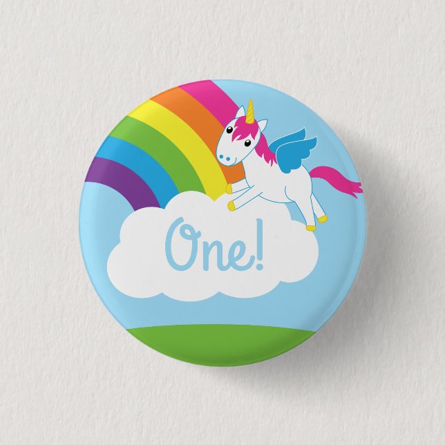 Unicorn Birthday Party 1 Inch Round Button (Front)