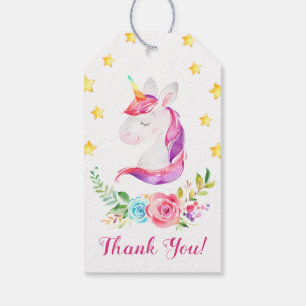 Unicorn Birthday Party Baby Girl Shower Thank You Gift Tags