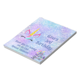 Unicorn Birthday Party Candy Bar Wrappers Favours Notepad