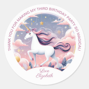  Unicorn Birthday Party Classic Round Sticker