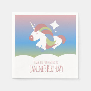 Unicorn Birthday Party Clouds Colourful Gradient Napkin